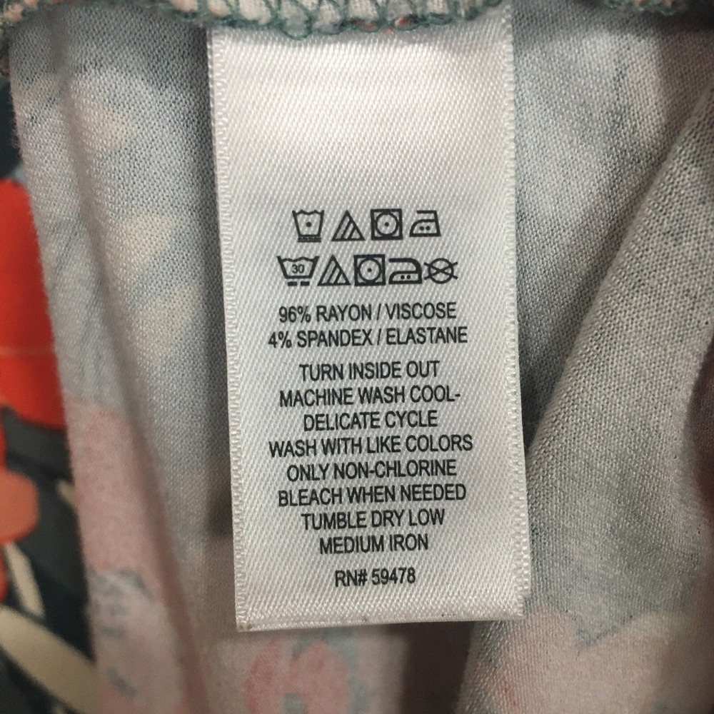 C&C California 1X Midi Maxi Dress Orange Green Tropical Handkerchief Hem Stretch - Picture 4 of 9